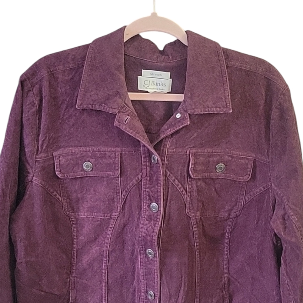 Cj Banks - Stretch Textured Corduroy Purple Jacket - Size X - Picture 2 of 10